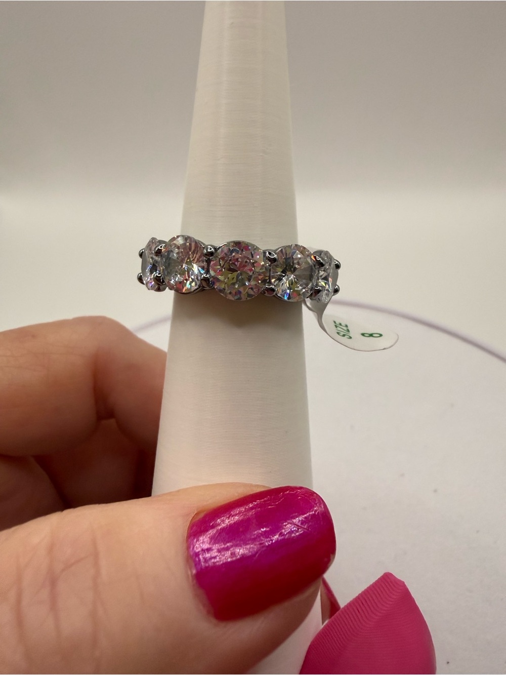 Silver-Tone CZ Five-Stone Sparkle Ring - Clear